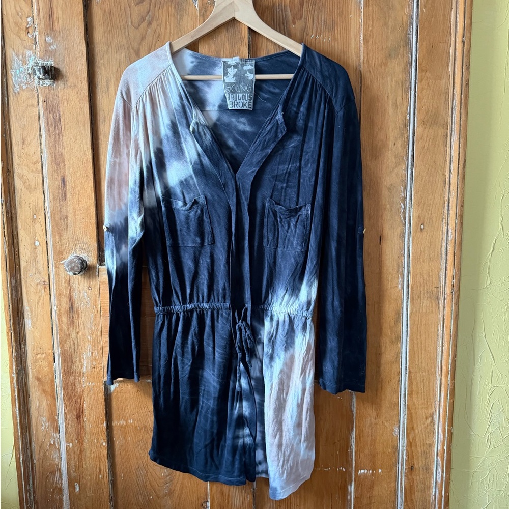Young Fabulous & Broke Black and White Tie-Dye Blouse